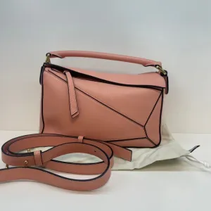 Loewe Pink Puzzle Calfskin Crossbody Handbag Medium