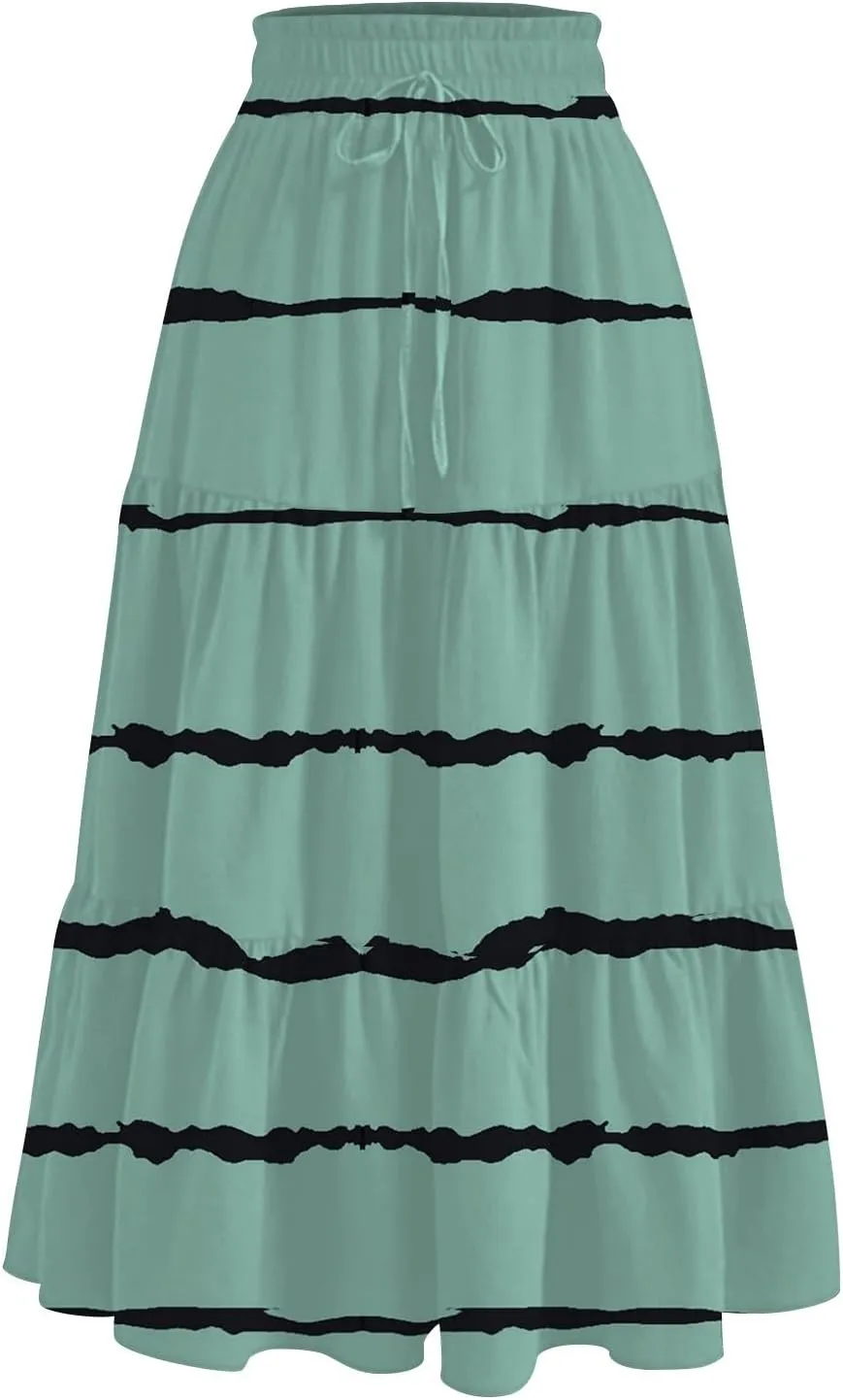 Long Maxi Skirt for Women High Waist Boho Flowy A-Line Maxi Skirt for Summer