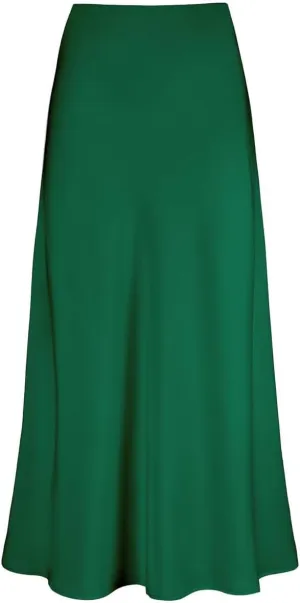 Long Satin Skirts for Women Silk Skirts Silky Elastic High Waist Flared Casual A Line Midi Skirt Cocktail Party Maxi Skirts
