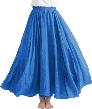 Long Skirts for Women Summer High Waist Beach Skirt Solid Color Western Boho Casual Skirt Flowy Quick Dry Skirt