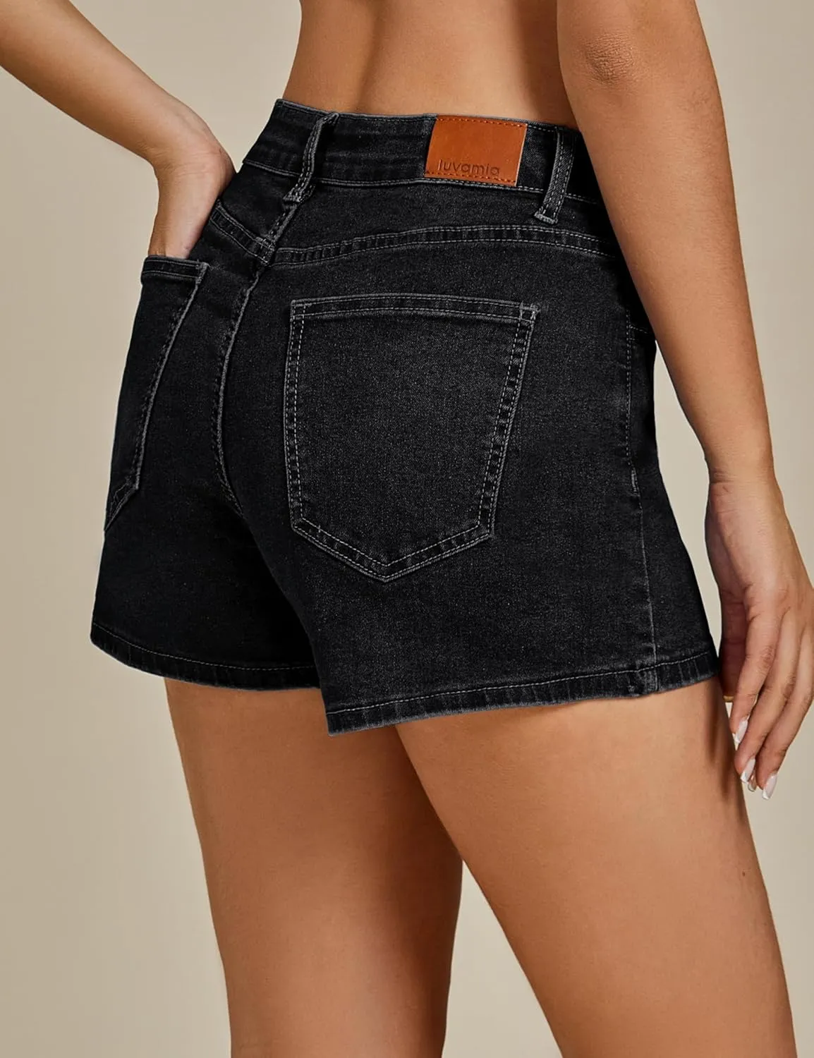 luvamia Jean Shorts for Women High Waisted Trendy Summer Casual Wide Leg Stretchy Denim Jorts Distressed Cut Off Shorts