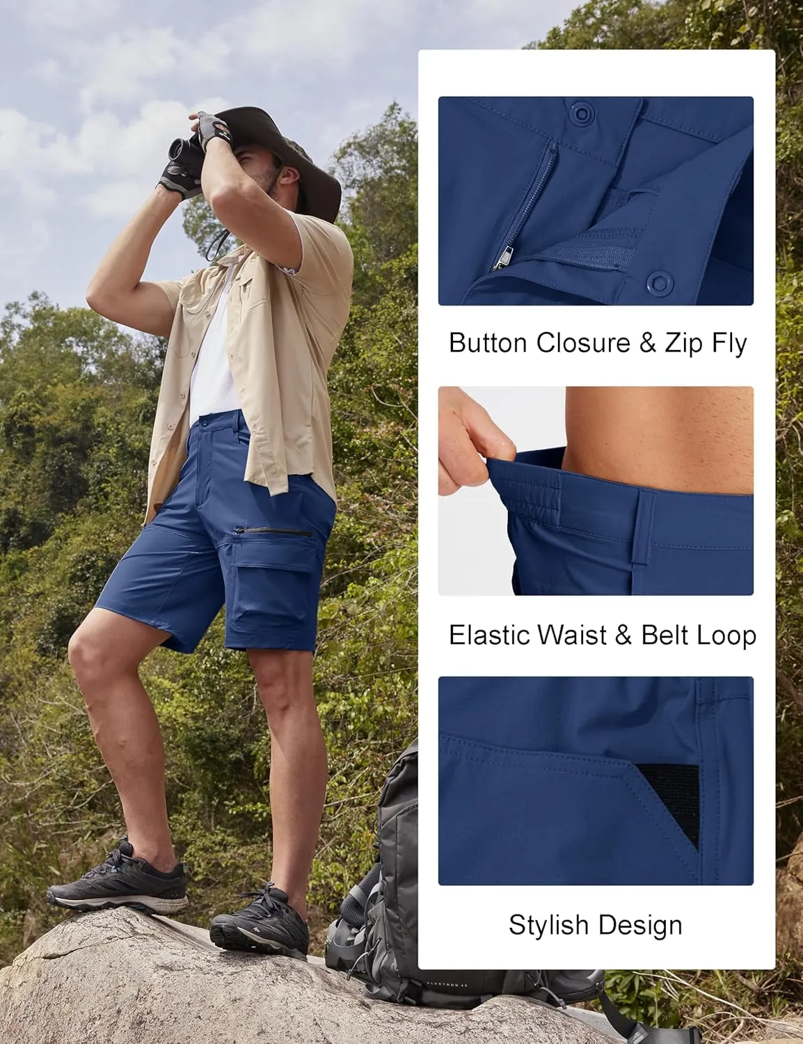 MAGCOMSEN Men's Hiking Cargo Shorts 9" Quick Dry Lightweight Summer Casual Shorts for Men Work Golf Outdoor 5 Pockets