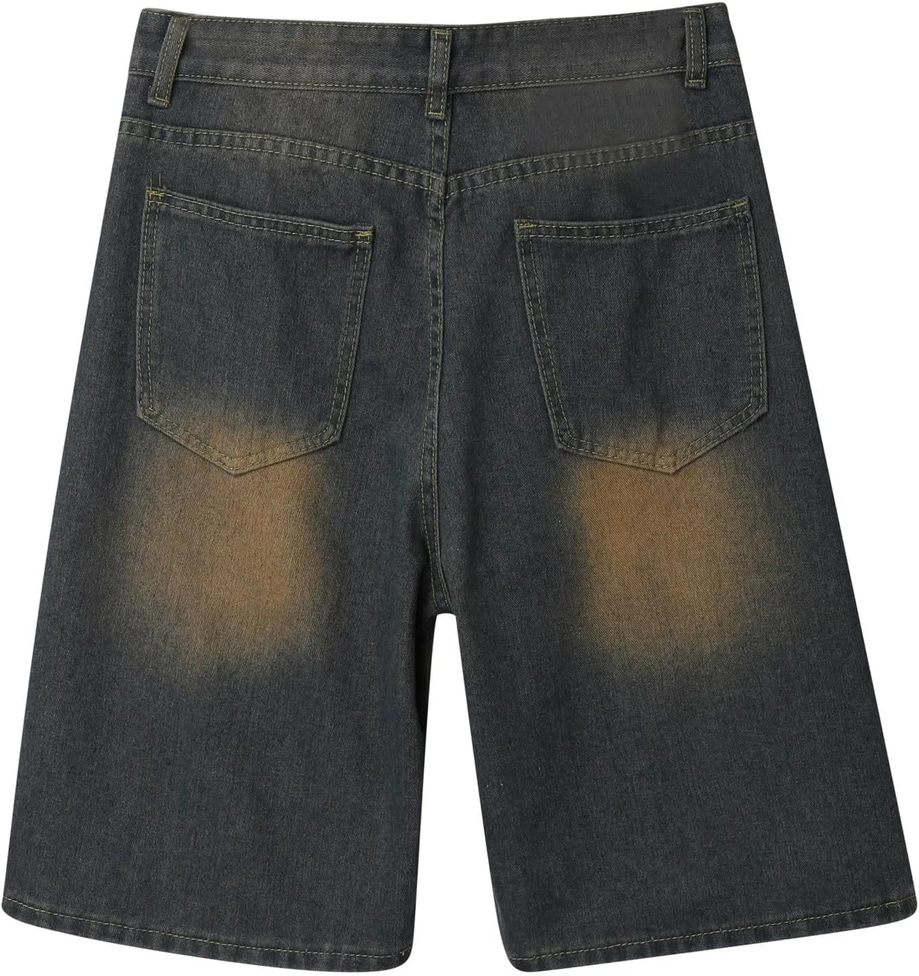 Men Baggy Denim Jorts Y2K Grunge Loose Fit Hip Hop Jean Shorts Casual Long Jeans with Pockets Streetwear