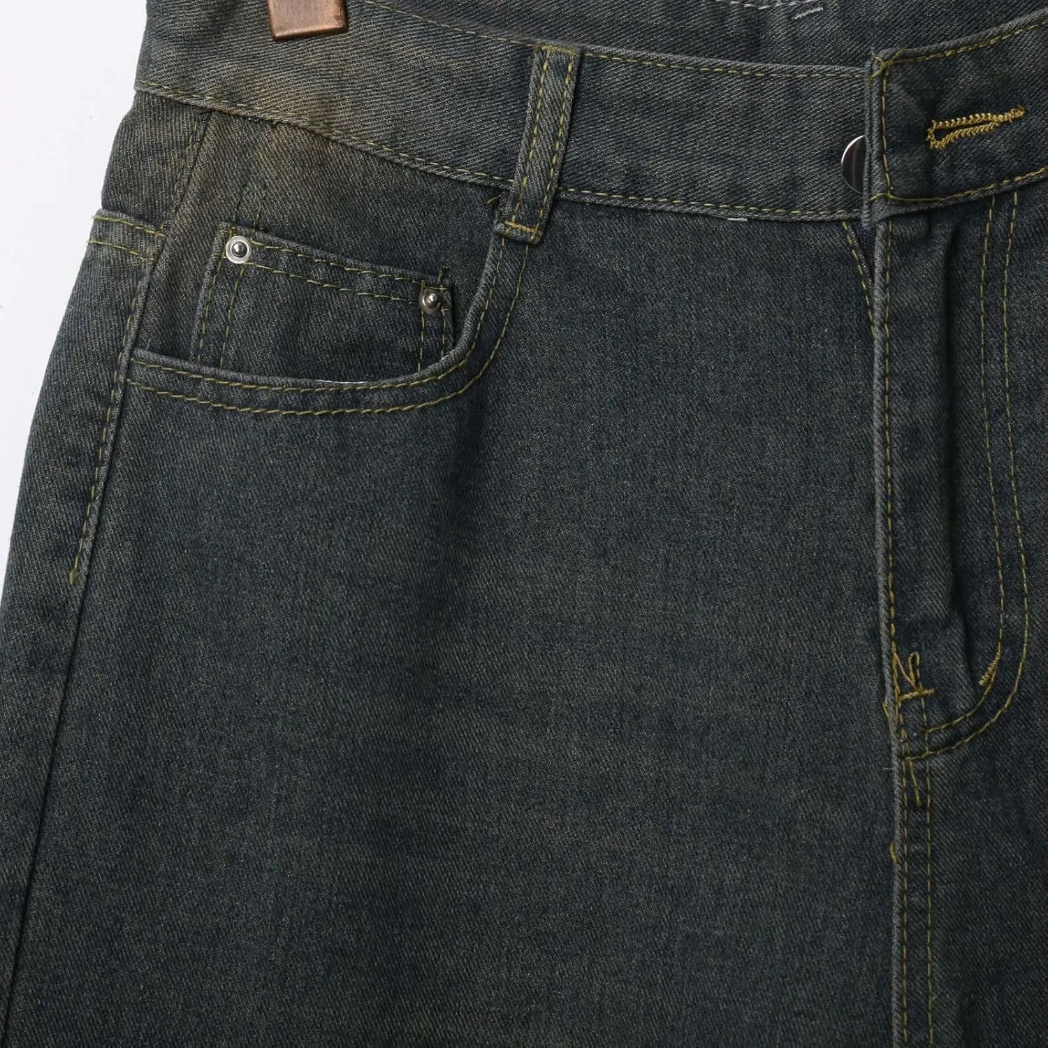 Men Baggy Denim Jorts Y2K Grunge Loose Fit Hip Hop Jean Shorts Casual Long Jeans with Pockets Streetwear