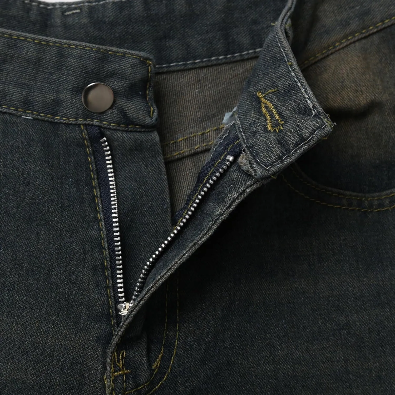 Men Baggy Denim Jorts Y2K Grunge Loose Fit Hip Hop Jean Shorts Casual Long Jeans with Pockets Streetwear