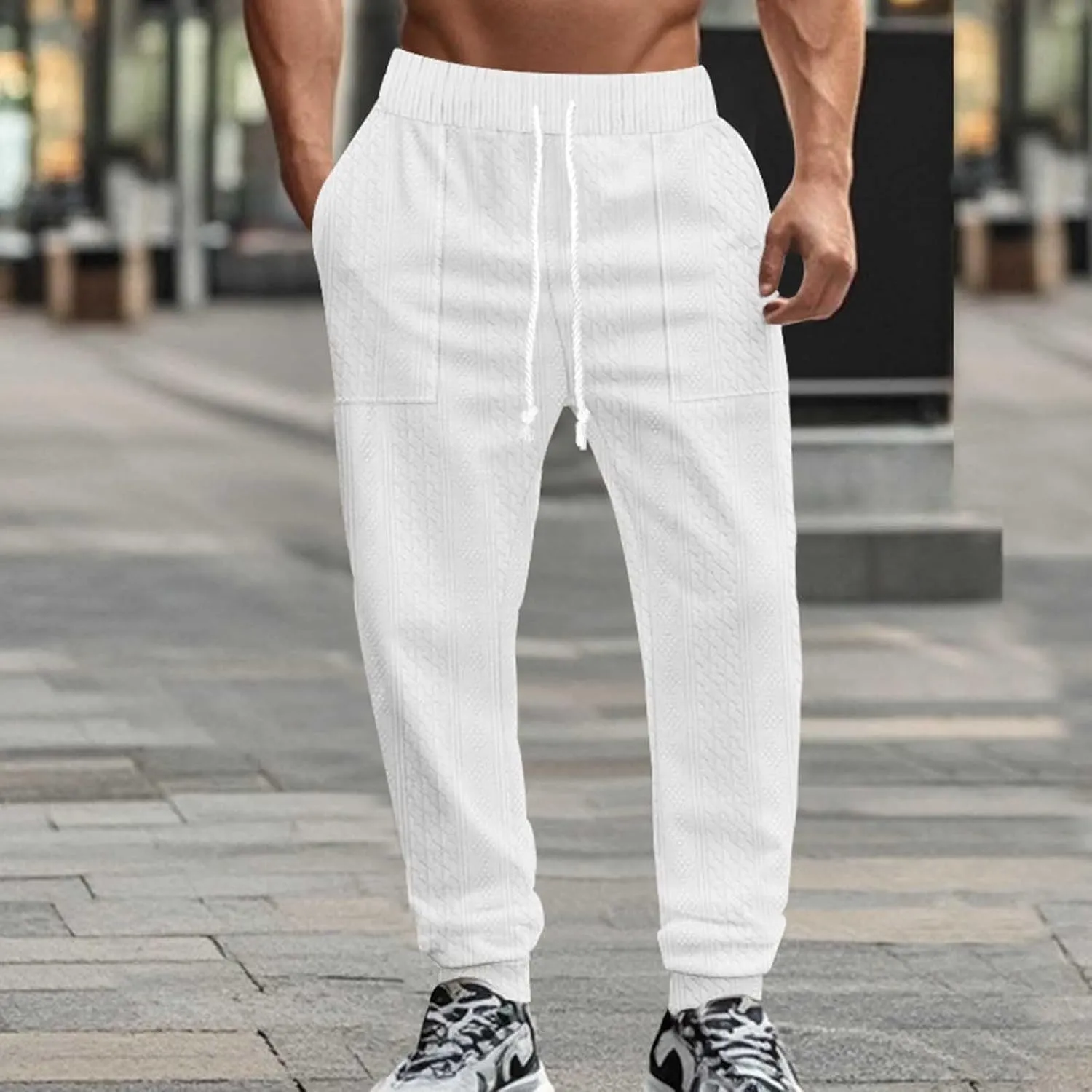 Men Slim Fit Cargo Pants Casual Outdoor Hiking Pants for Men Athletic Joggers Sweatpants Hiking Drawstring Sweatpants