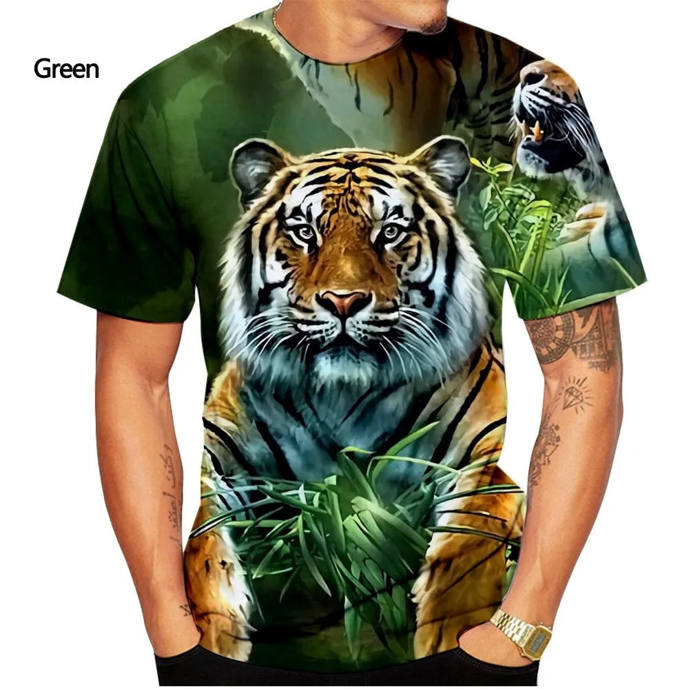 Men's 3D Tiger Print Quick-Dry O-Neck T-Shirts Big & Tall