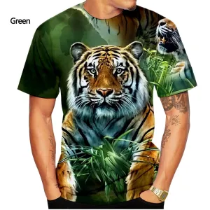 Men's 3D Tiger Print Quick-Dry O-Neck T-Shirts Big & Tall