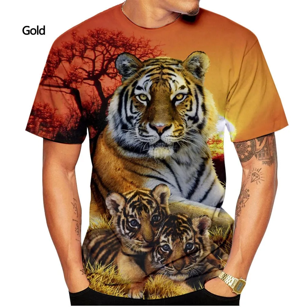 Men's 3D Tiger Print Quick-Dry O-Neck T-Shirts Big & Tall