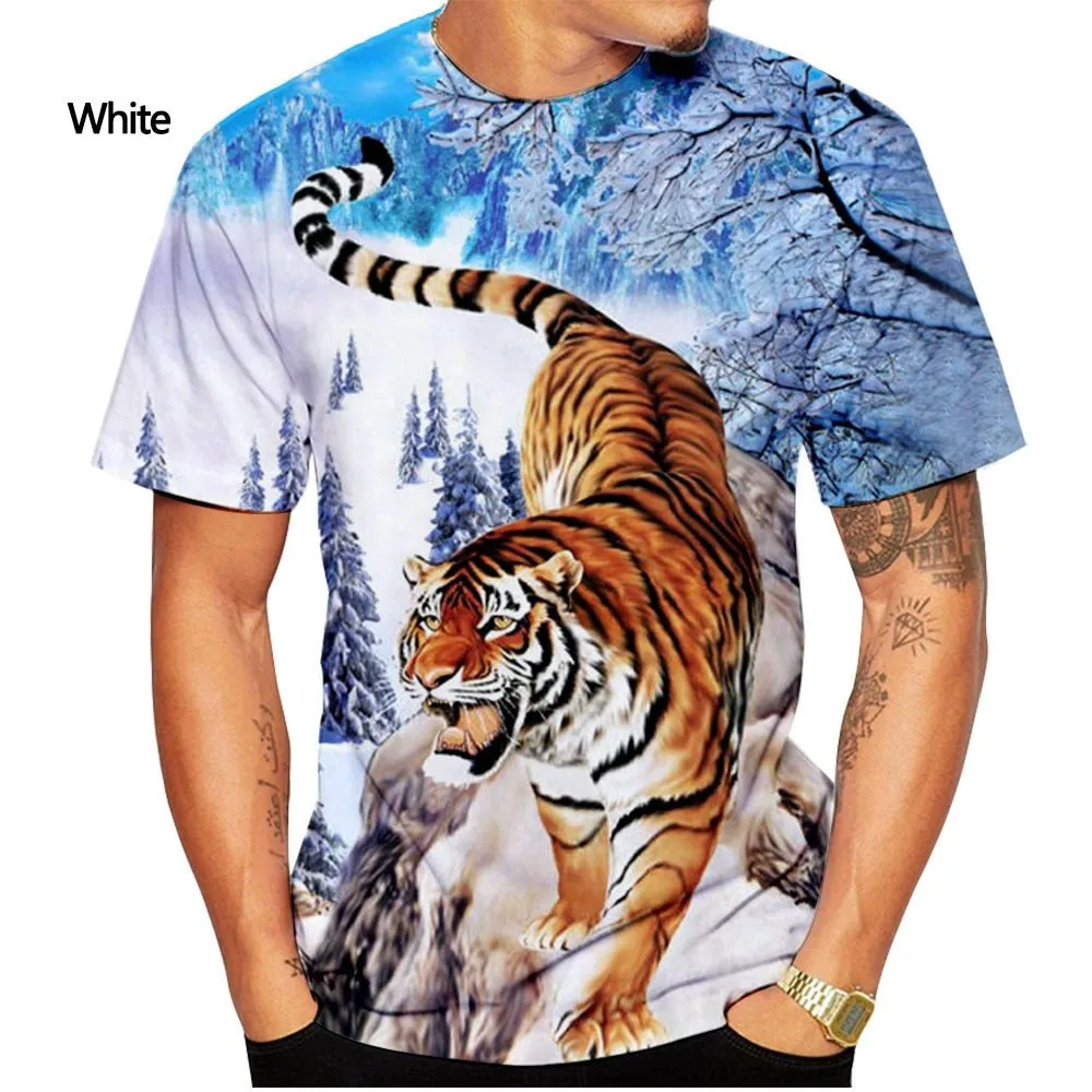 Men's 3D Tiger Print Quick-Dry O-Neck T-Shirts Big & Tall