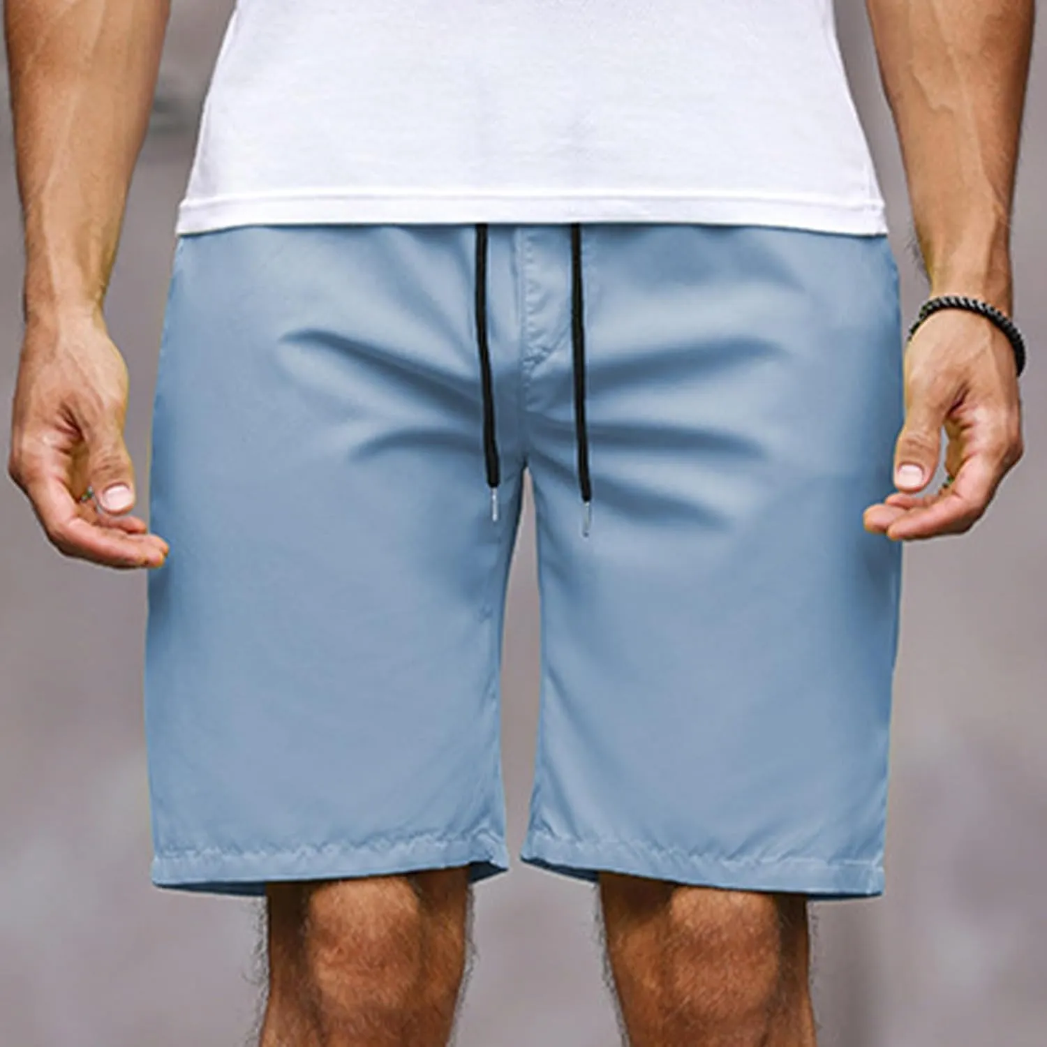 Mens Bermuda Shorts Summer Casual Short Length Trousers Running Shorts Half Pants with Pockets for Gym Sports Work Cycling