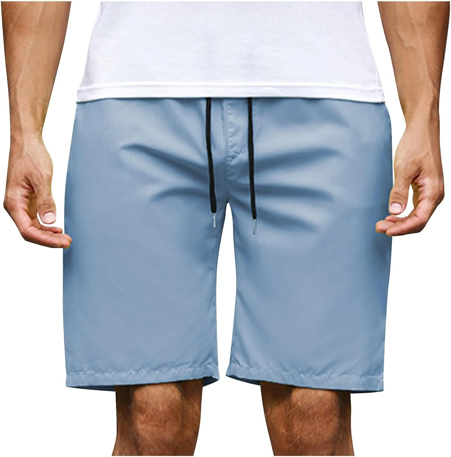 Mens Bermuda Shorts Summer Casual Short Length Trousers Running Shorts Half Pants with Pockets for Gym Sports Work Cycling