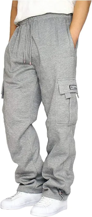 Mens Cargo Sweatpants Casual Fleece Joggers Elastic Waist Drawstring Pants Stretch with Pocket Sweatpants Baggy 2024