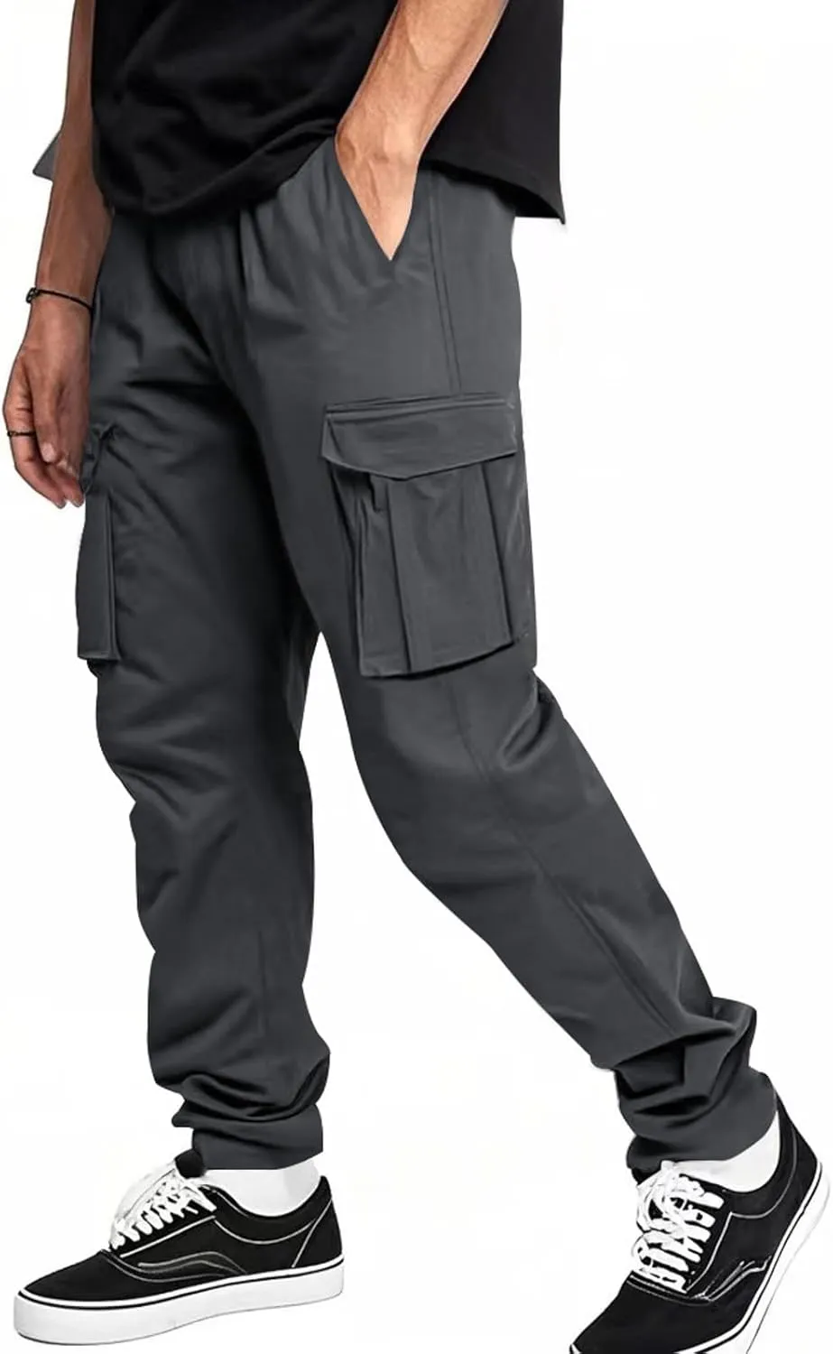 Mens Casual Cargo Pants Elastic Waist Workout Sweatpants Joggers Lightweight Quick Dry Breathable Pant