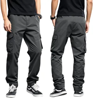 Mens Casual Cargo Pants Elastic Waist Workout Sweatpants Joggers Lightweight Quick Dry Breathable Pant
