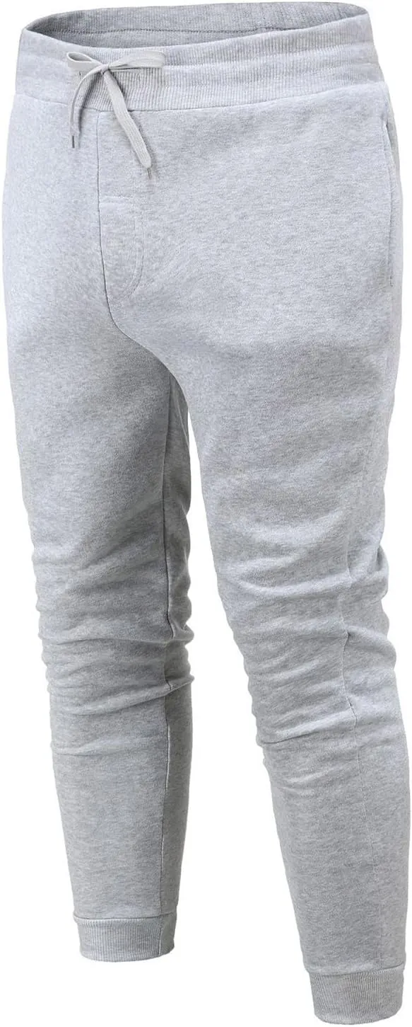 Men's Casual Cotton Sweatpants Elastic Waist Drawstring Joggers Stretch Slim Fit Sport Pants for Men with Pockets