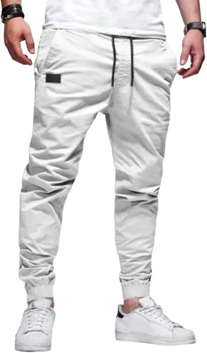 Mens Chino Cargo Pants Hippie Slim Casual Drawstring Sweatpants Outdoor Athletic Fitness Cotton Fashion Trousers