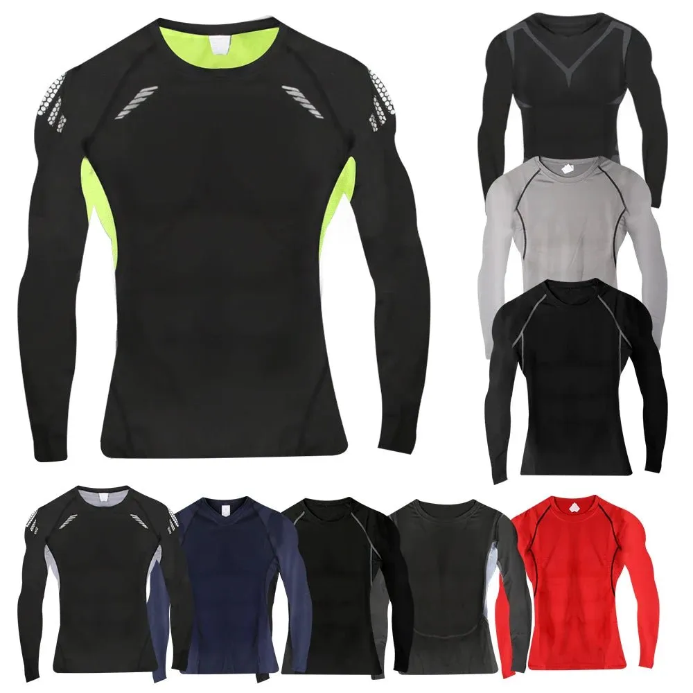 Men‘s Compression Shirts Quick Dry Stretch Shirts Sport Fitness Cycling Running T-Shirts Workout Training Underwear Gym Clothing