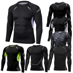 Men‘s Compression Shirts Quick Dry Stretch Shirts Sport Fitness Cycling Running T-Shirts Workout Training Underwear Gym Clothing
