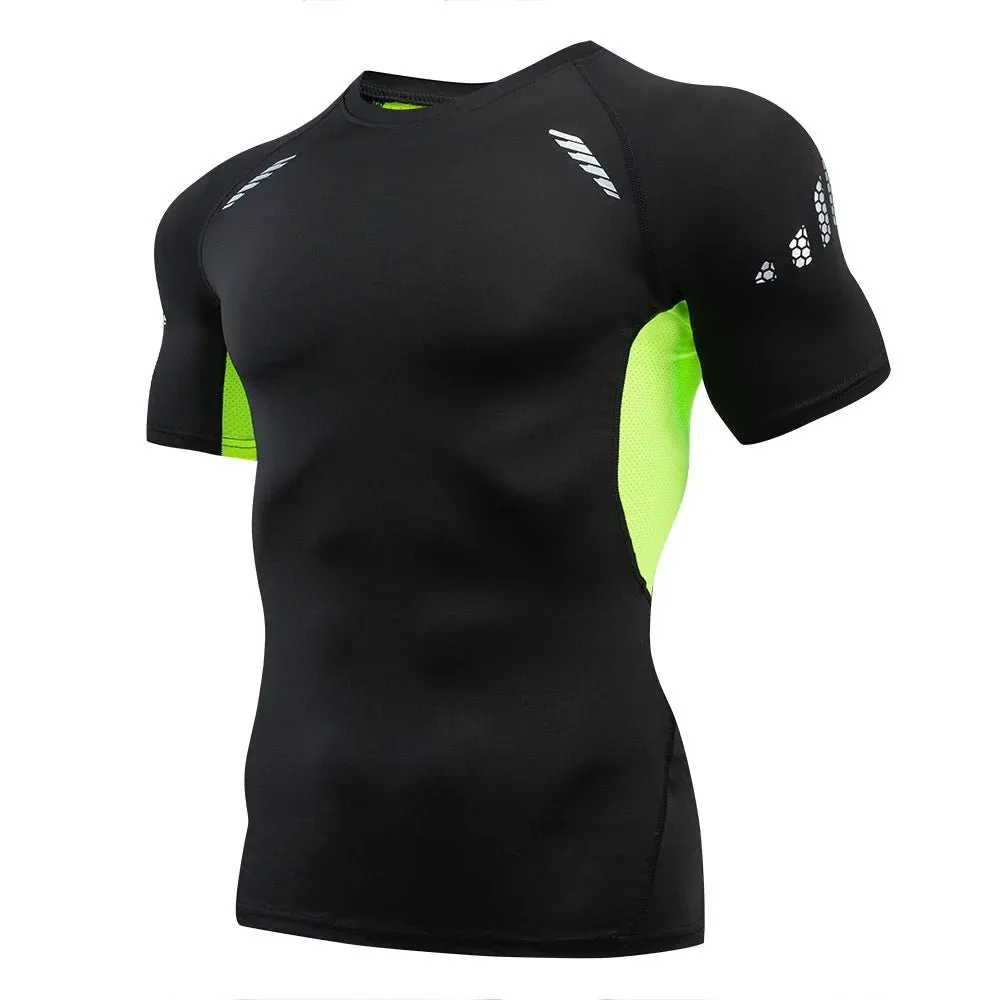 Men‘s Compression Shirts Quick Dry Stretch Shirts Sport Fitness Cycling Running T-Shirts Workout Training Underwear Gym Clothing