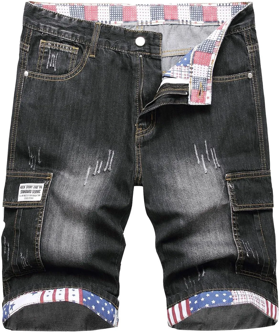 Men's Distressed Jean Shorts Casual Slim Fit Stretch Ripped Skinny Short Summer Fashion Denim Shorts Comfort Flex Waist Short
