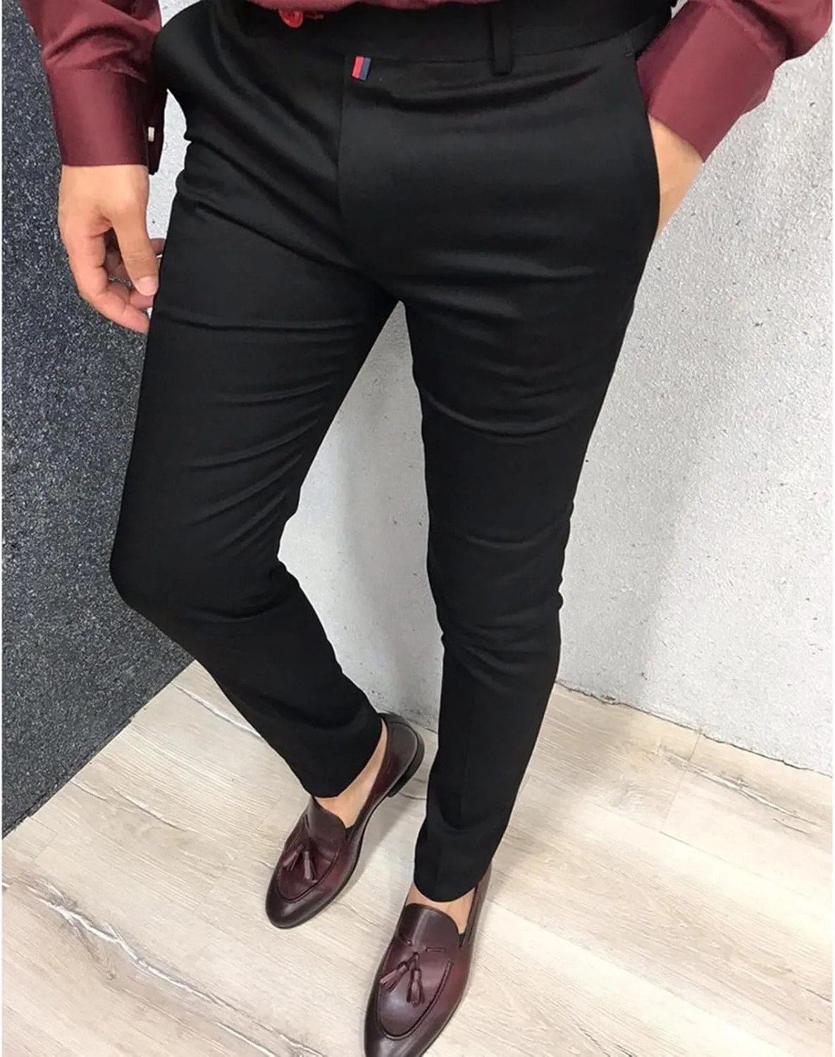 Men's Dress Pants Fashion Stretch Skinny Slim Fit Regular Fit Business Chino Pants Casual Fashion Golf Pencil Pants