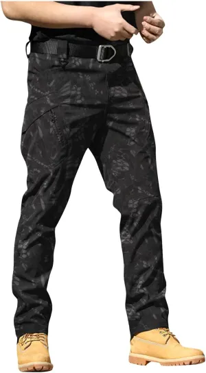 Mens Khaki Pants Slim Fit Ripstop Stretch Fashion Pants Big and Tall Tapered Fit Trousers Outdoor Pants with Pockets