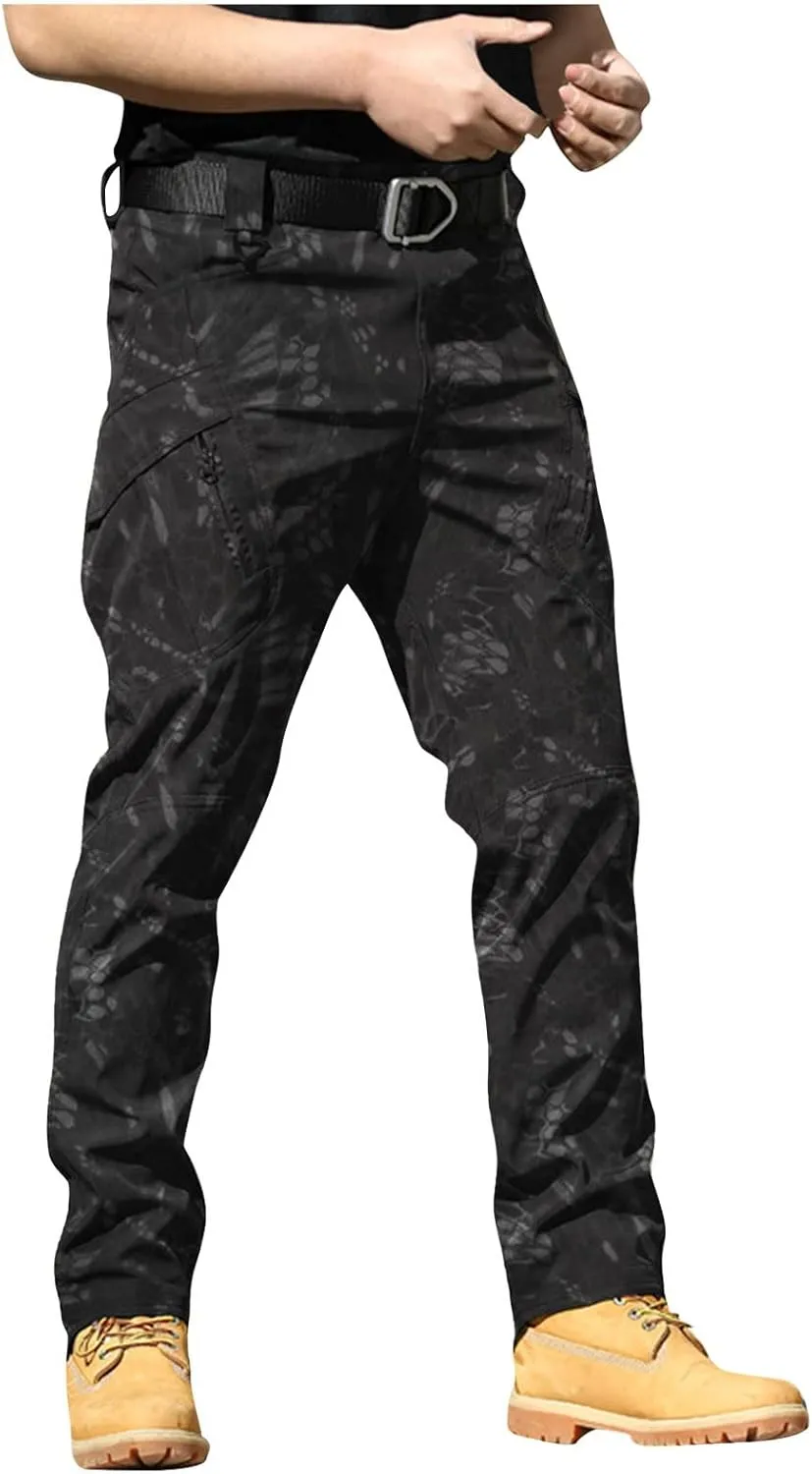 Mens Khaki Pants Slim Fit Ripstop Stretch Fashion Pants Big and Tall Tapered Fit Trousers Outdoor Pants with Pockets