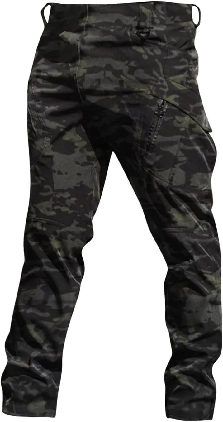 Mens Khaki Pants Slim Fit Ripstop Stretch Fashion Pants Big and Tall Tapered Fit Trousers Outdoor Pants with Pockets