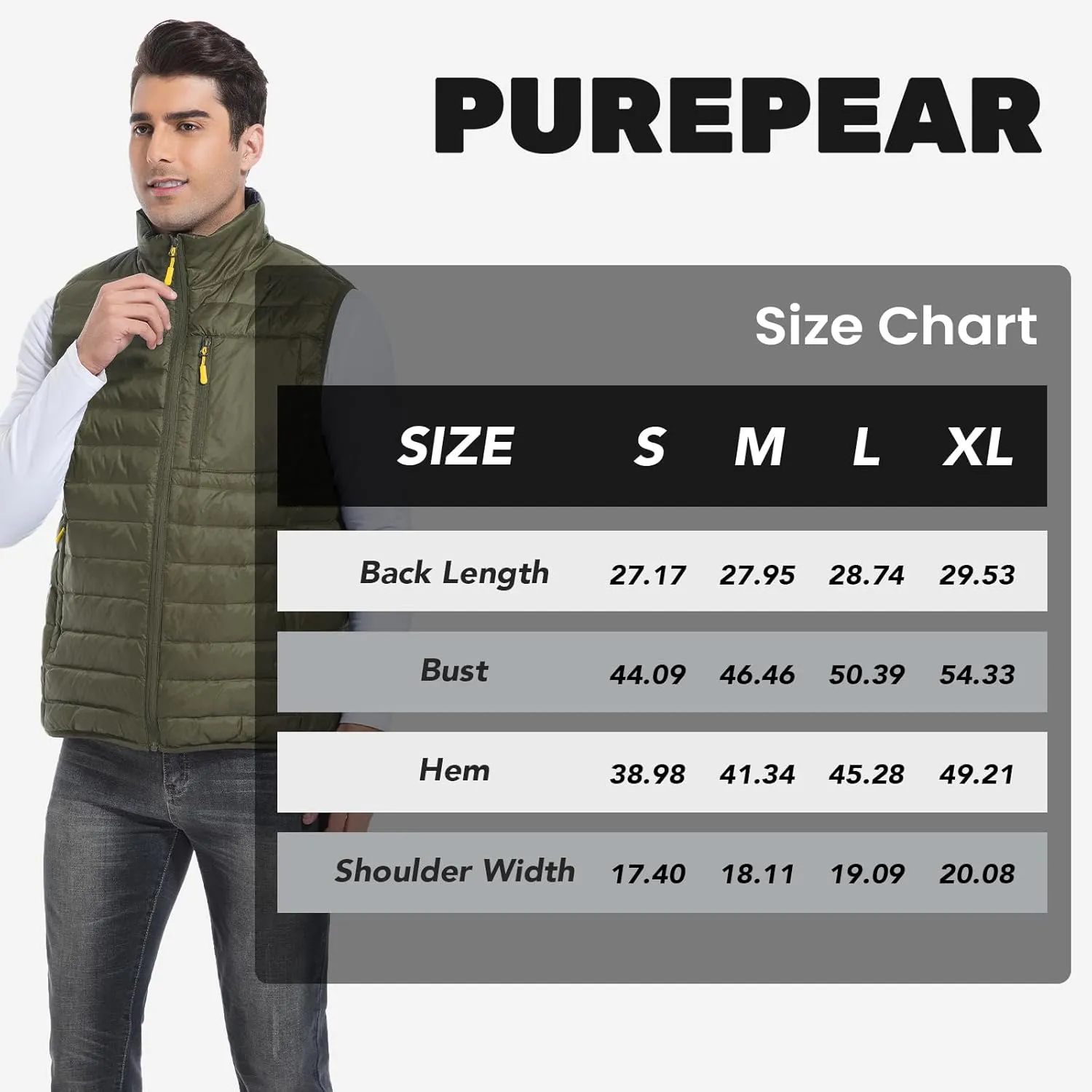 Men's Lightweight Packable Down Vest Winter Stand Collar Water-Resistant Puffer Outerwear for Golf