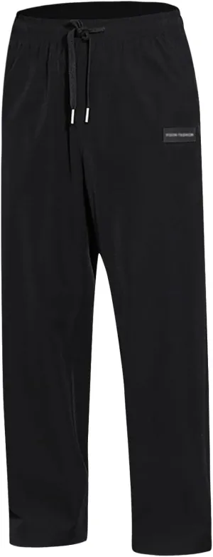 Mens Linen Cotton Loose Fit Lightweight Elastic Waist Pants, Summer Casual Lace Up Pocket Solid Color Pants