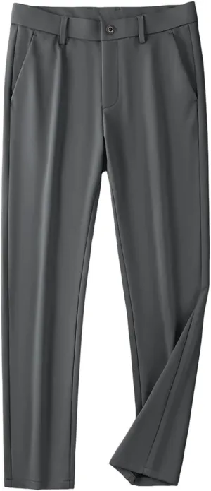Men's Pants Stretched Nylon Slim Fit Chinos Male Business Casual Work Straight Long Slacks Male Suit Trousers