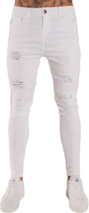 Men's Ripped Jeans Slim Fit Stretch Denim Pants Tapered Leg Fashion Jeans Comfort Skinny Biker Denim Pants for Men