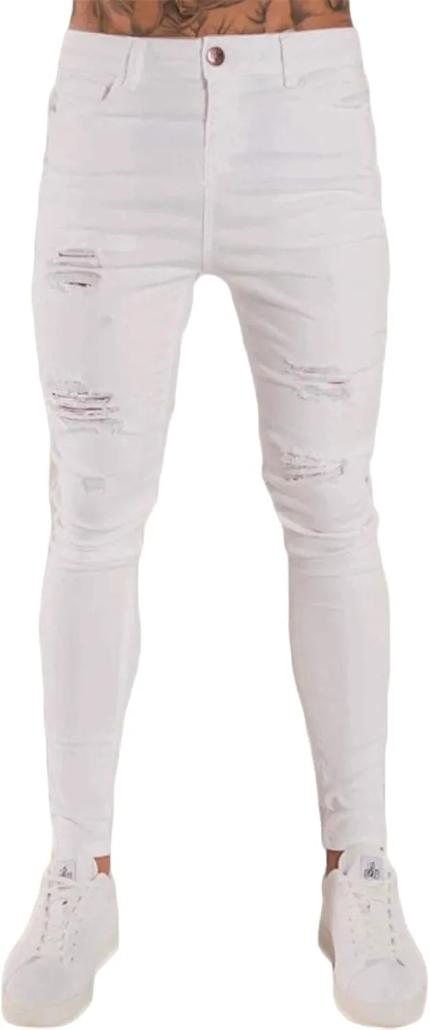 Men's Ripped Jeans Slim Fit Stretch Denim Pants Tapered Leg Fashion Jeans Comfort Skinny Biker Denim Pants for Men