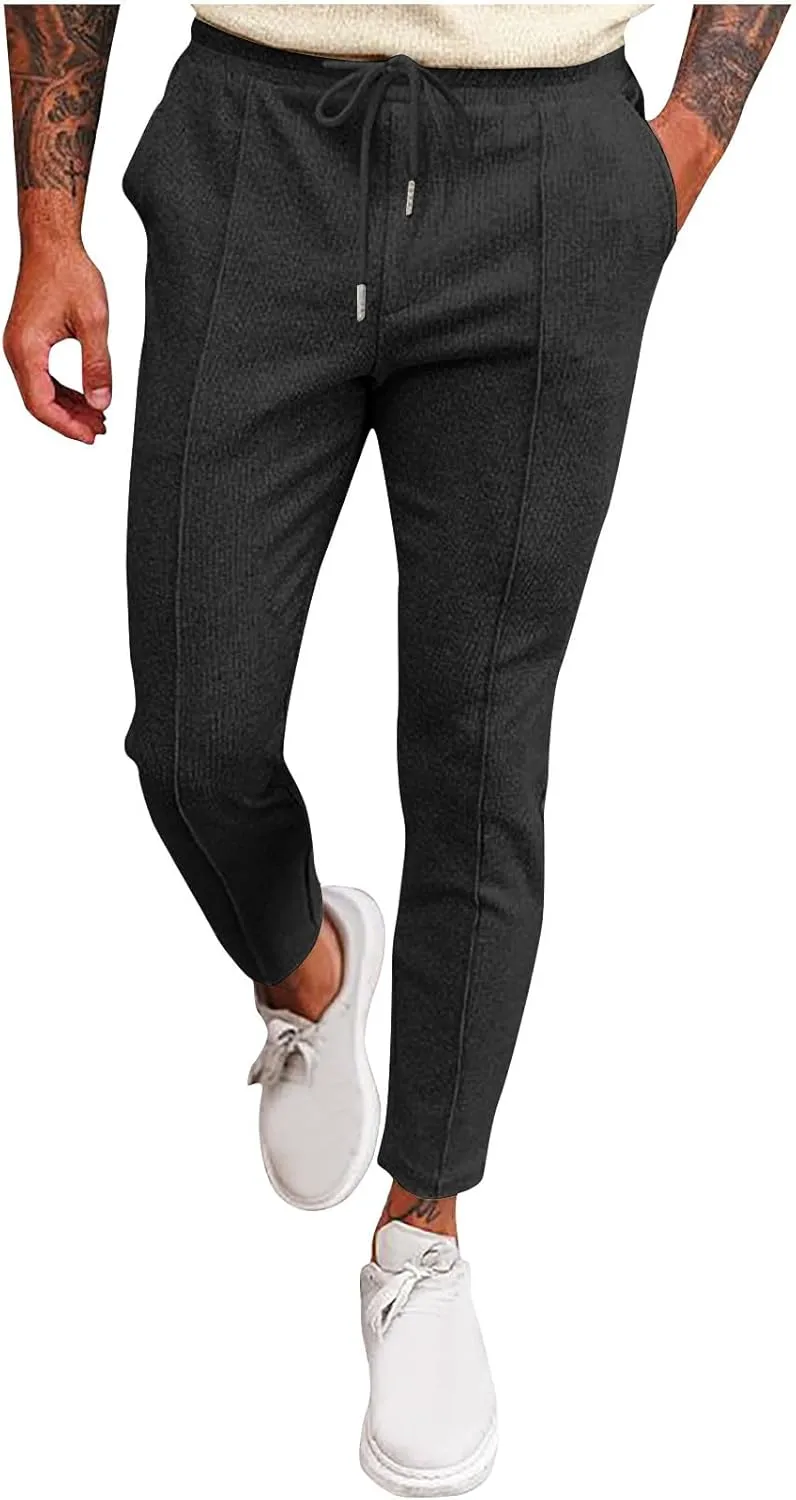 Mens Soft Joggers Drawstring Running Sweatpants with Pockets Lightweight Slim Fit Athletic Track Pants Workout Pants