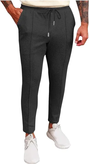 Mens Soft Joggers Drawstring Running Sweatpants with Pockets Lightweight Slim Fit Athletic Track Pants Workout Pants