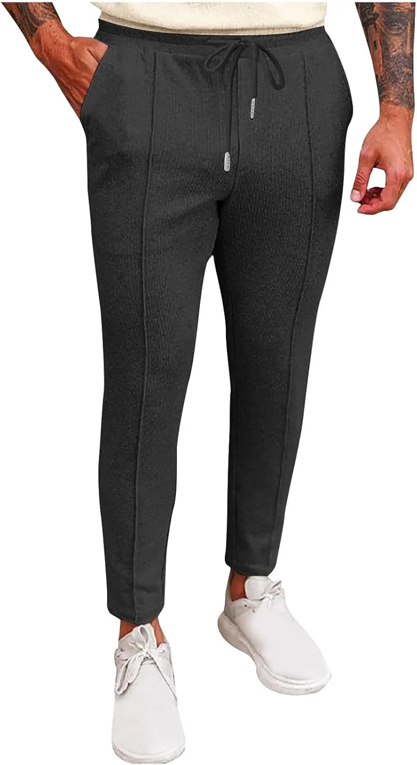 Mens Soft Joggers Drawstring Running Sweatpants with Pockets Lightweight Slim Fit Athletic Track Pants Workout Pants