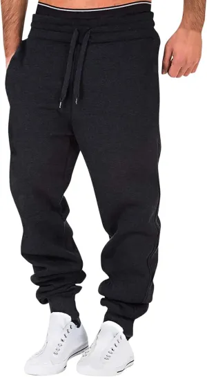 Mens Sweatpants with Pockets Cargo Zipper Pocket Sweatpants Adjustable Bungee Cord Open Bottom Cargo Pants for Men