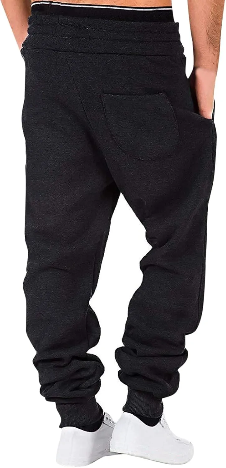 Mens Sweatpants with Pockets Cargo Zipper Pocket Sweatpants Adjustable Bungee Cord Open Bottom Cargo Pants for Men