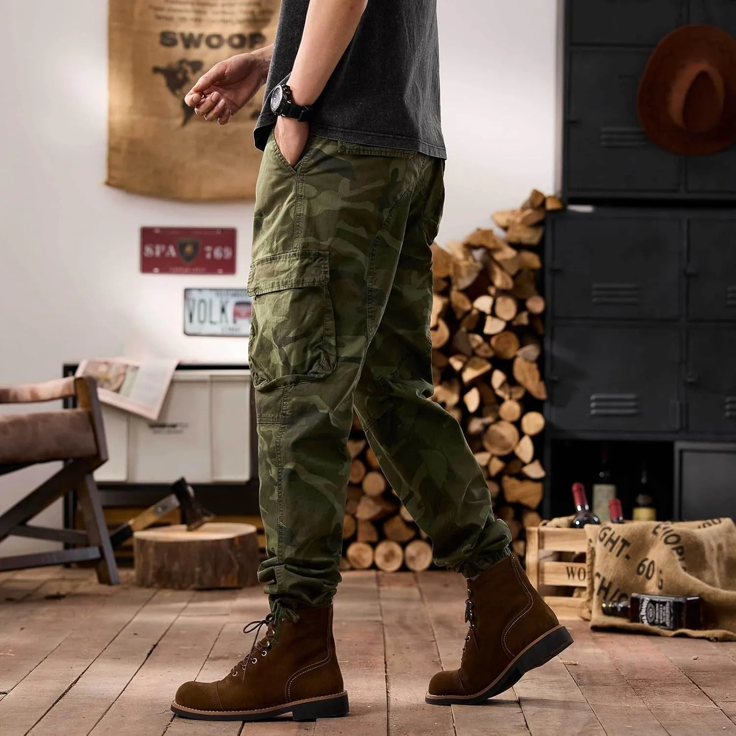 Men's Tactical Pants Hiking Cargo Pants Lightweight Work Pant Trousers Outdoor Running Hiking Joggers