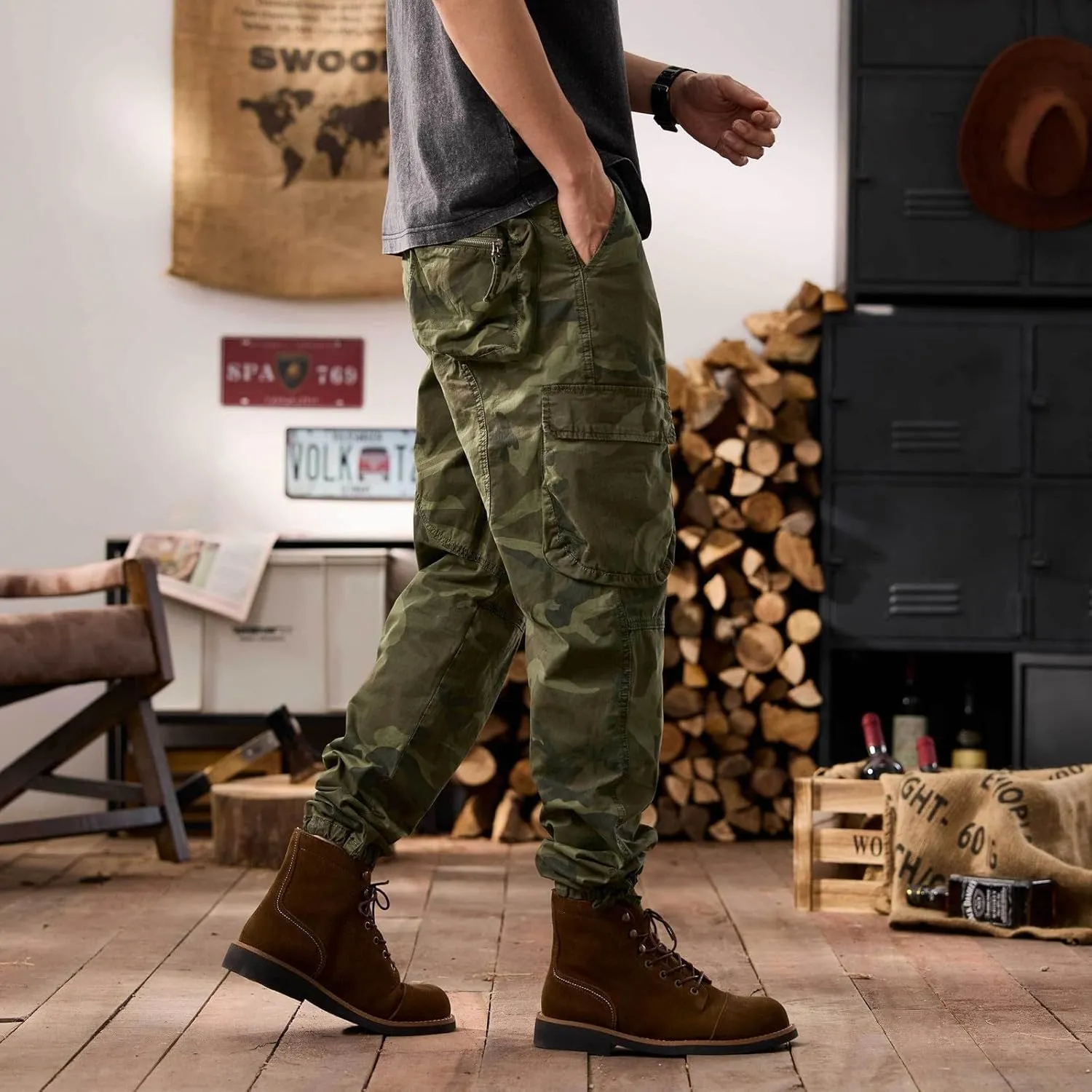 Men's Tactical Pants Hiking Cargo Pants Lightweight Work Pant Trousers Outdoor Running Hiking Joggers