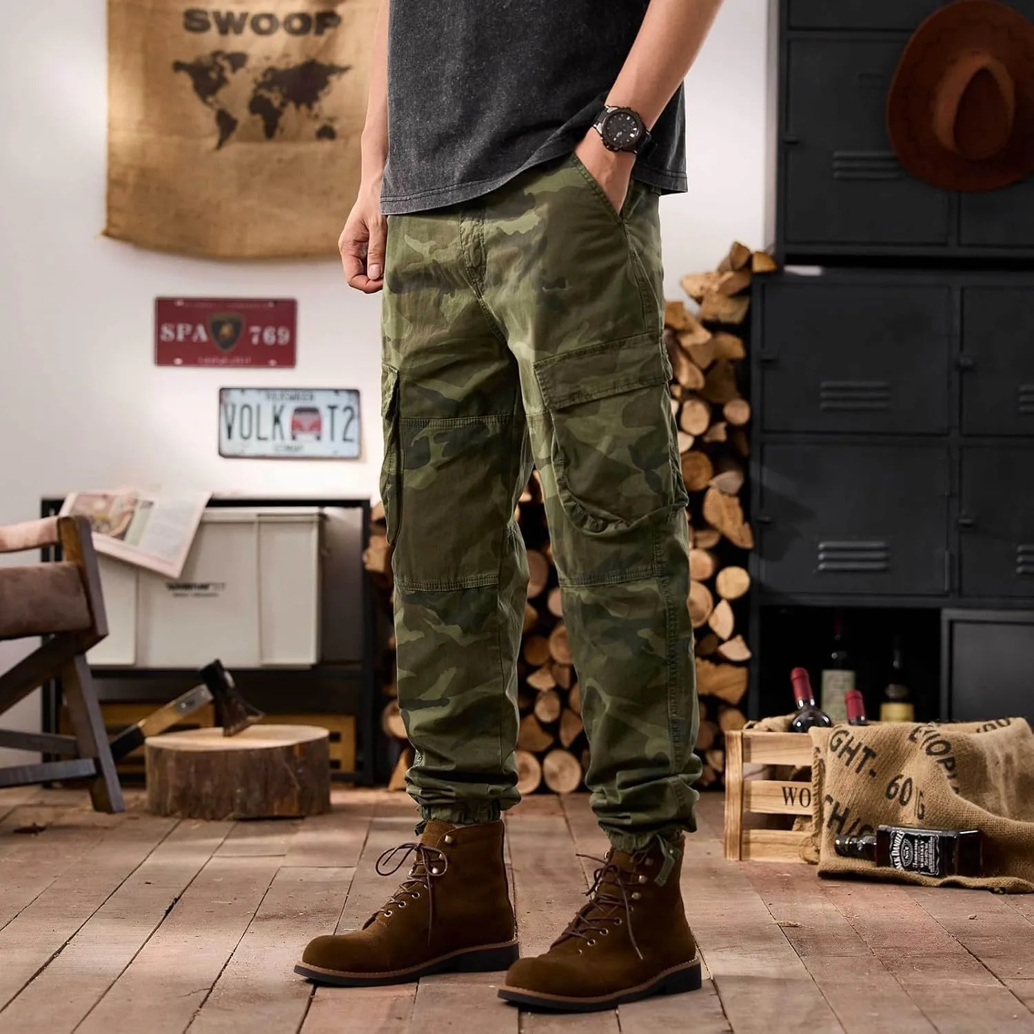 Men's Tactical Pants Hiking Cargo Pants Lightweight Work Pant Trousers Outdoor Running Hiking Joggers