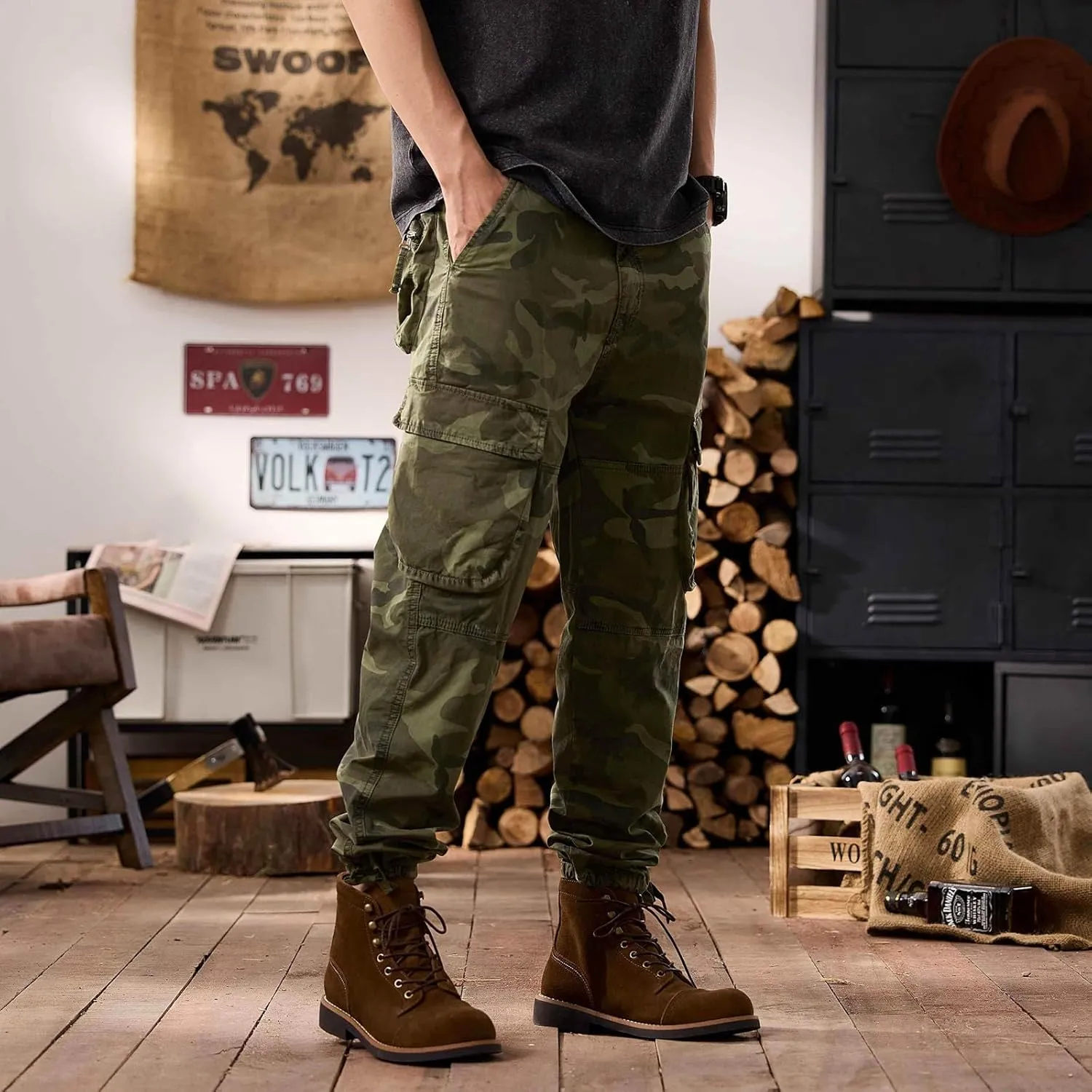 Men's Tactical Pants Hiking Cargo Pants Lightweight Work Pant Trousers Outdoor Running Hiking Joggers
