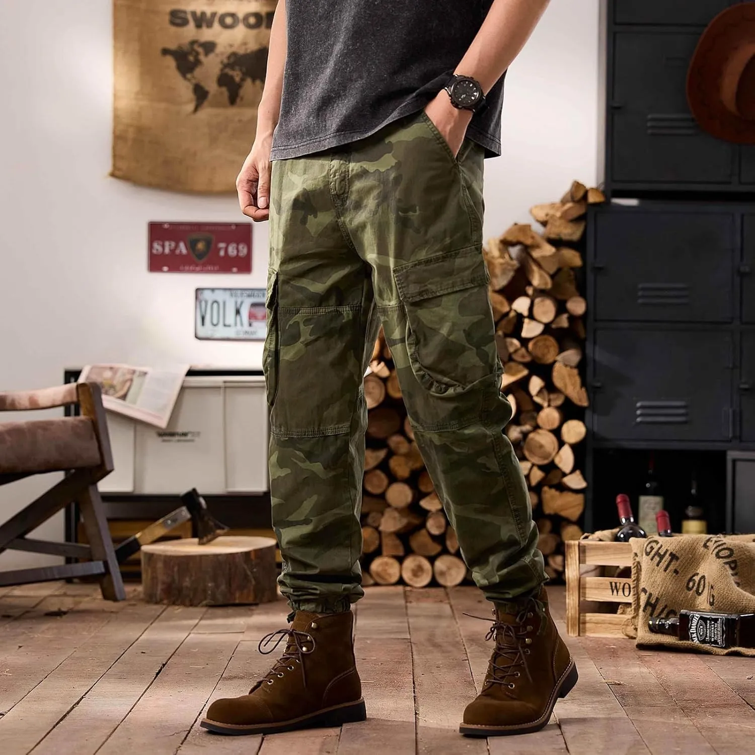 Men's Tactical Pants Hiking Cargo Pants Lightweight Work Pant Trousers Outdoor Running Hiking Joggers