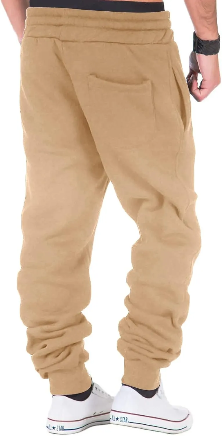 Mens Workout Cargo Sweatpants Mens Cargo Sweatpants Heavyweight Fleece Jogger Pants Drawstring Stretch Sports Trouser