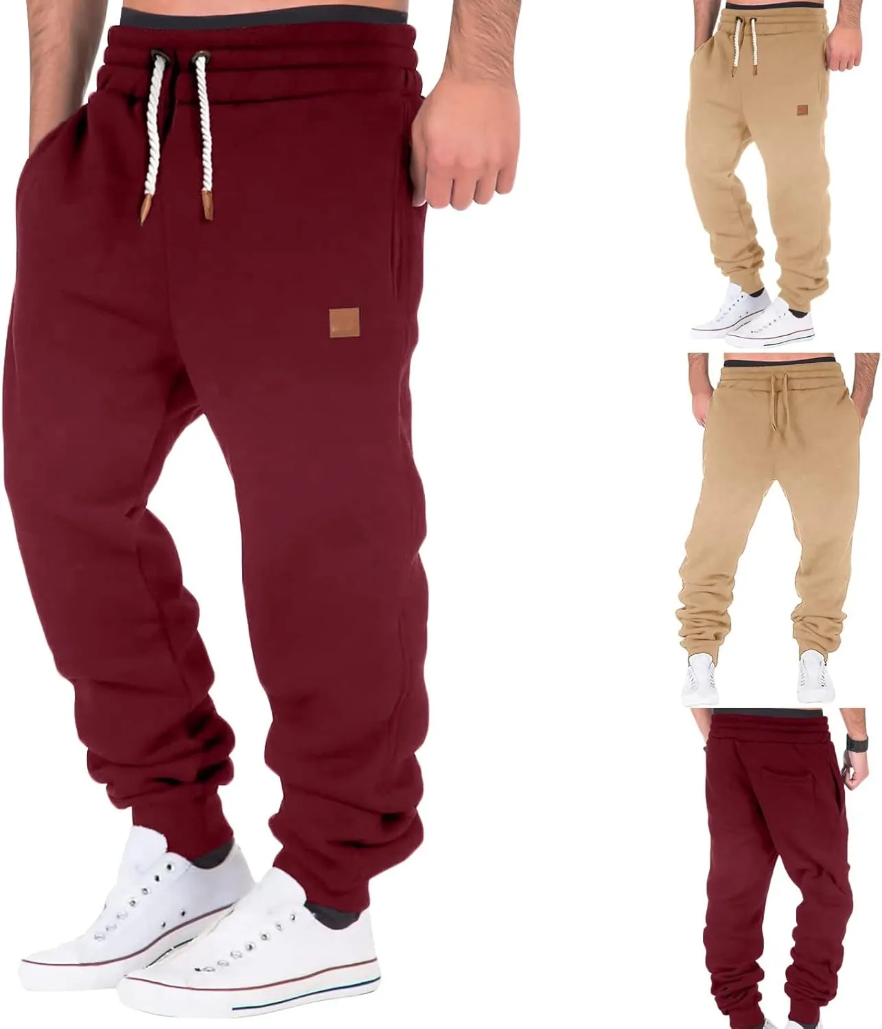 Mens Workout Cargo Sweatpants Mens Cargo Sweatpants Heavyweight Fleece Jogger Pants Drawstring Stretch Sports Trouser