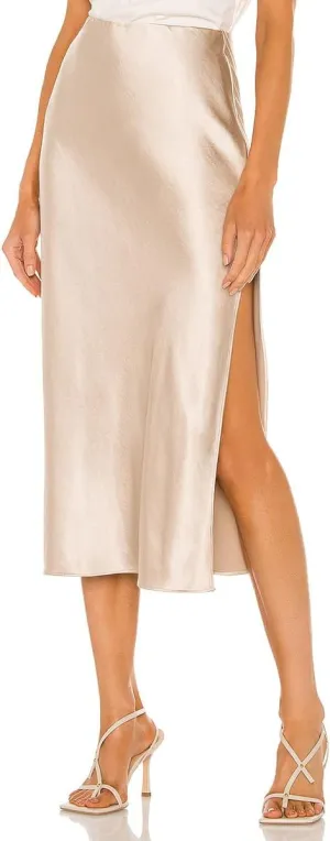 Midi Satin Skirts for Women with Slit Silk Skirts for Women High Waist Silky Side Split Party Flared Casual A Line Midi Skirt