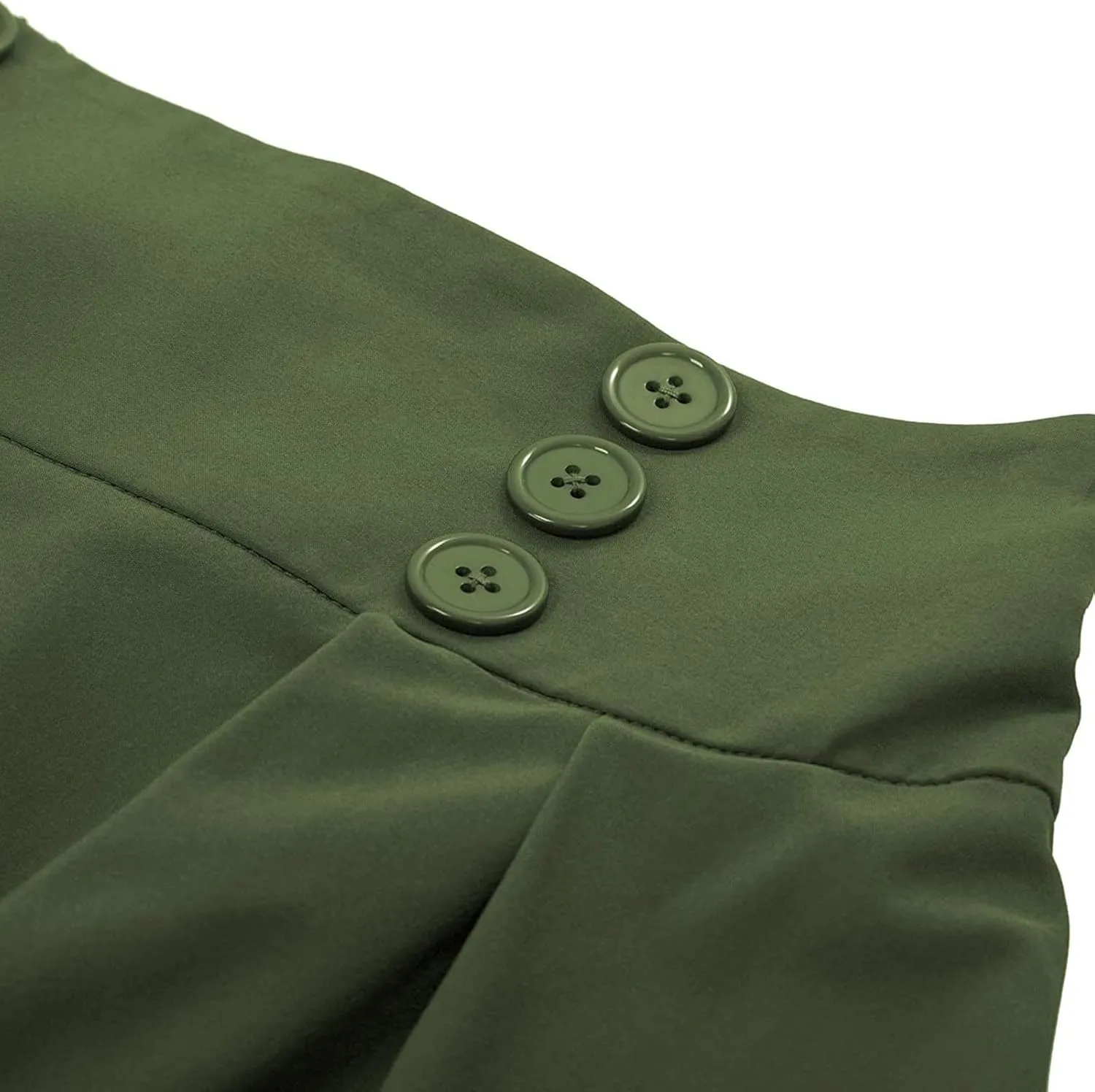 Midi Skirts for Women Button Elastic High Waist Pleated A Line Skirts Summer Loose Casual Skirt for Women
