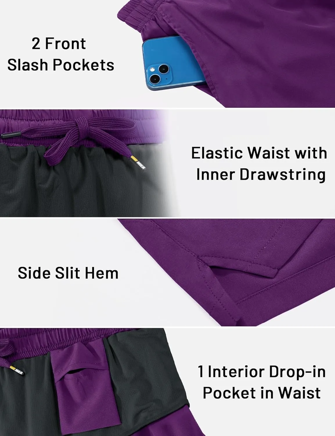 MIER Mens 3 Inch Shorts for Athletic Running Dry Fit Lightweight Workout Gym Active Shorts with Brief Liner, Pockets