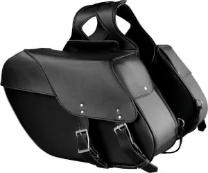 Milwaukee Leather SH66901ZB Medium Size Black PVC 2-Strap Throw Over Saddle Bag w/ Reflective Piping